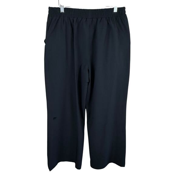 Fabletics Black Elastic Waist Straight Leg Pull On Windbreaker Athletic Pants L - Picture 2 of 7